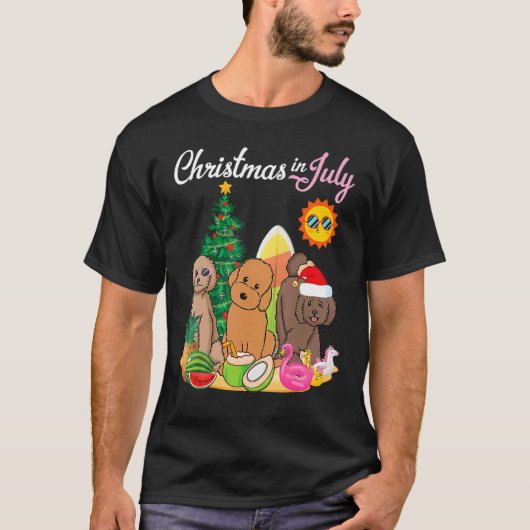 ラブラドール犬メリークリスマス7月の日モテ Tシャツ (正面)