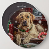 ラブラドール犬 クリスマス フェスティブ 缶バッジ (正面&裏面)