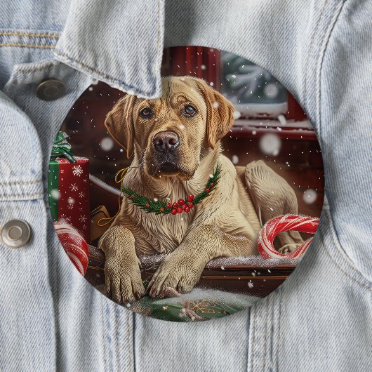 ラブラドール犬 クリスマス フェスティブ 缶バッジ (インサイチュ)