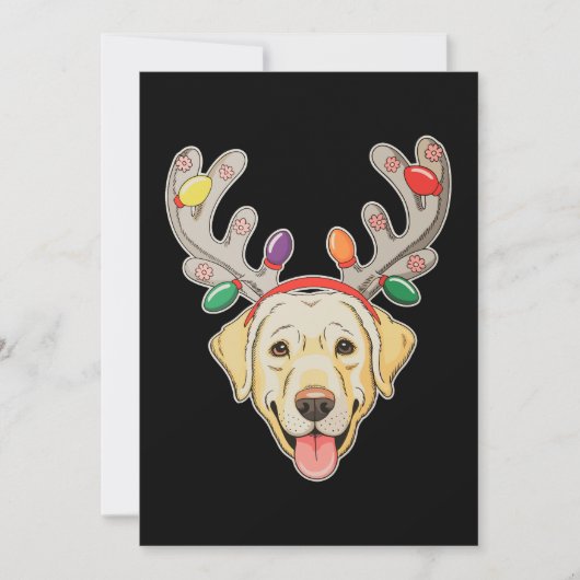 ラブラドール犬 トナカイの角 クリスマス ライト 招待状 (正面)