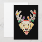 ラブラドール犬 トナカイの角 クリスマス ライト 招待状 (正面/裏面)