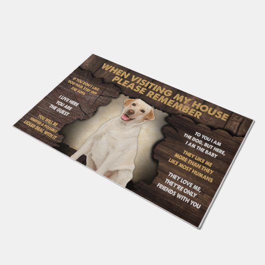 ラブラドール私の家を訪問する時は覚えてほしい ドアマット (アングル)