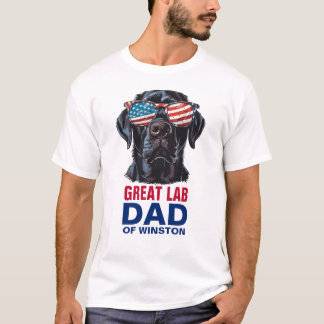 ラブラドール素晴らしパパ7月アメリカ国旗4日 Tシャツ