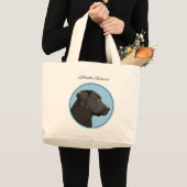 ラブラドール絵を描レトリエバーのブラックラボペットドッグアート ラージトートバッグ (正面(商品))