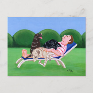 ラブラドール絵画パパ ポストカード