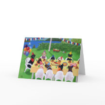 ラブラドール絵画パーティーサンキューカード