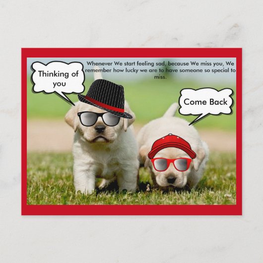 ラブラドール考えレトリバーの来戻る ポストカード (正面)