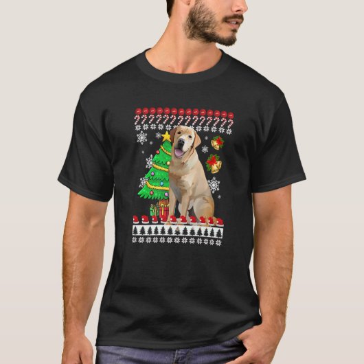 ラブラドール醜いクリスマス醜いクリスマスセーター少年 Tシャツ (正面)