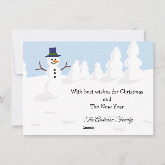 ラブラドール3頭と雪の男のクリスマス シーズンカード (裏面)