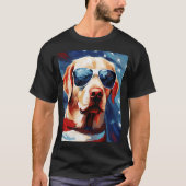 ラブラドール7月4日アメリカ国旗 Tシャツ (正面)