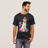 ラブラドール7月4日バルーン米国国旗の犬 Tシャツ (正面フル)