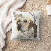 ラブラドール，アヒル狩りタペストリーのキャンバス印刷のトリプト クッション (ブランケット)