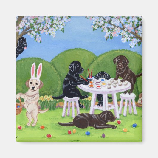 ラブラドール&イースターエッグ マグネット (正面)