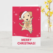 ラブラドール クリスマス 雪 冬 動物 犬 カード (黄色い花)