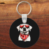 ラブラドール ハート バンダナ クール ラブドッグ好き メンズ レディース キーホルダー (正面)