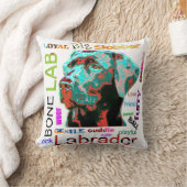 ラブラドール-ポップアートのデザインのアメリカ人のMoJoの枕 クッション (ブランケット)