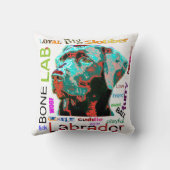 ラブラドール-ポップアートのデザインのアメリカ人のMoJoの枕 クッション (裏面)