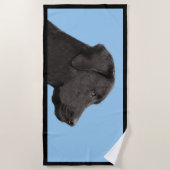 ラブラドール·リトリーバー·ブラッ絵画クズ·オリジナル·ドッグ·アート ビーチタオル (正面)