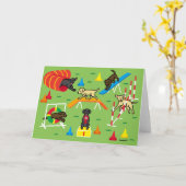 ラブラドール·リトリーバ·アジリティ·マンガ カード (黄色い花)