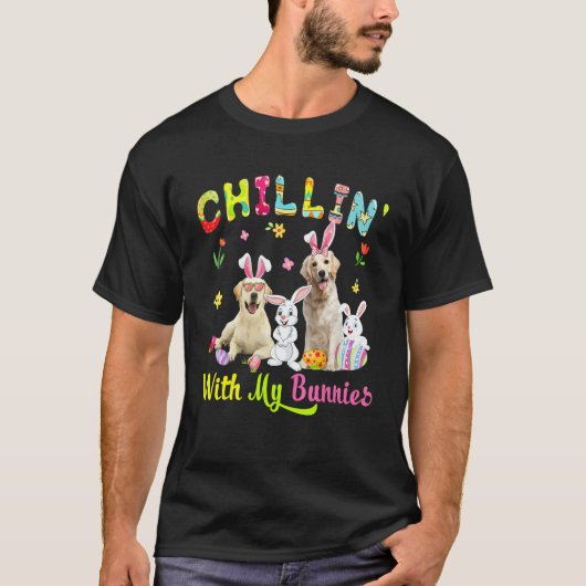 ラブラドール・レトリバーとウサギたち Tシャツ (正面)