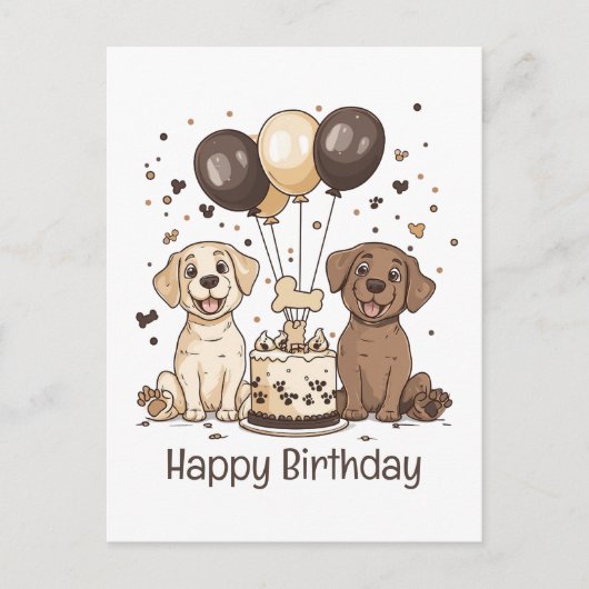 ラブラドール・レトリバーの誕生日おめでとう ポストカード (正面)