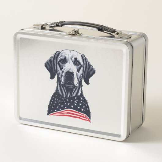 ラブラドール・レトリバー独立記念日 メタルランチボックス (正面)