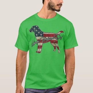 ラブラドール・レトリバー アメリカ国旗 7月4日 アメリカン・ドッグ Tシャツ