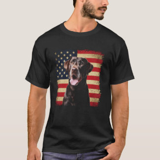 ラブラドール・レトリバー アメリカ国旗 7月4日 愛国 Tシャツ