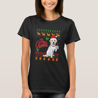 ラブラドール・レトリバー クリスマス ライト サンタ帽子 犬 Tシャツ