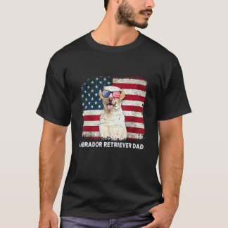 ラブラドール・レトリバー・ダッド・アメリカ国旗 7月4日 Tシャツ