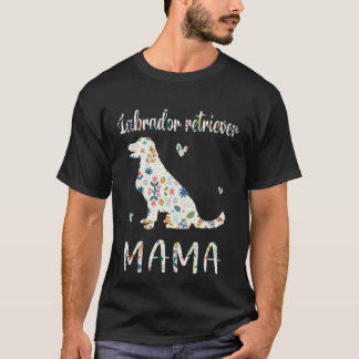 ラブラドール・レトリバー・ママ・フラワールドッグ・マム・ラブ Tシャツ