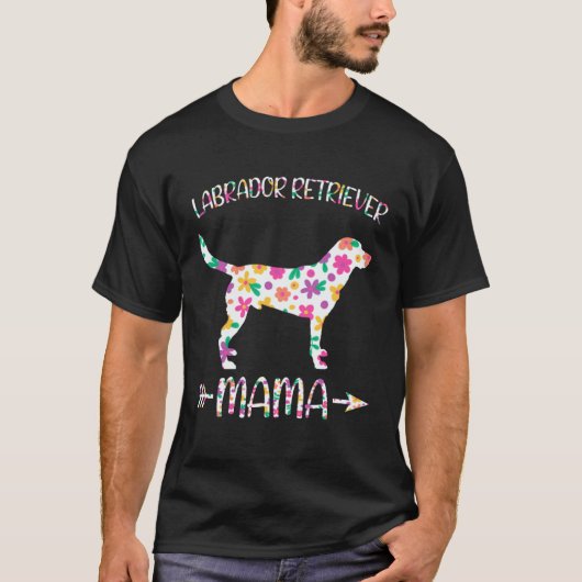 ラブラドール・レトリバー・ママ 花柄 犬の母 母の日 Tシャツ (正面)