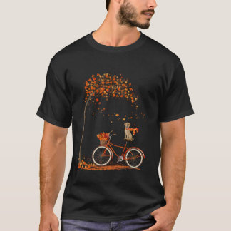 ラブラドール・レトリバー 紅葉 自転車 散歩 イラスト Tシャツ