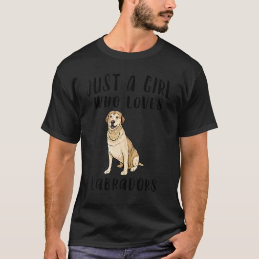 ラブラドール・レトリーバーが大好きな女の子 Tシャツ (正面)