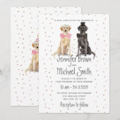 ラブラドール・レトリーバーが結婚するバレンタインデーのウェディング 招待状 (正面/裏面)