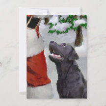 ラブラドール・レトリーバーとサンタのクリスマスカード