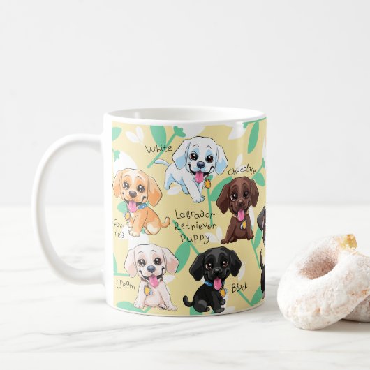 ラブラドール・レトリーバー子犬 コーヒーマグカップ (ドーナツ)