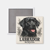 ラブラドール・レトリーバー忠実な家族の犬の肖像画アート マグネット (正面/裏面)