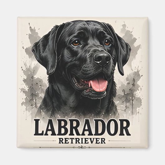 ラブラドール・レトリーバー忠実な家族の犬の肖像画アート マグネット (正面)