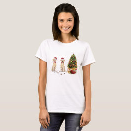 ラブラドール・レトリーバー2頭の面白いクリスマス犬グッズ Tシャツ
