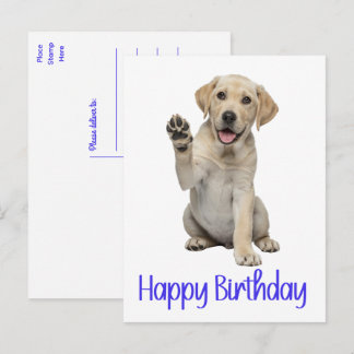 ラブラドール・レトリーバー イエロー・ラブ パピー 犬の誕生日 ポストカード