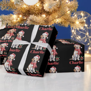 ラブラドール・レトリーバー クリスマス 名前入り ラッピングペーパー