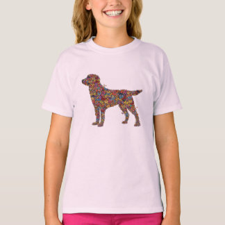 ラブラドール・レトリーバー バタフライ シルエット ガールの犬 Tシャツ