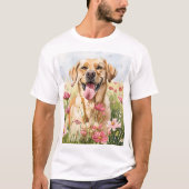 ラブラドール・レトリーバー 水彩 メンズTシャツ Tシャツ (正面)