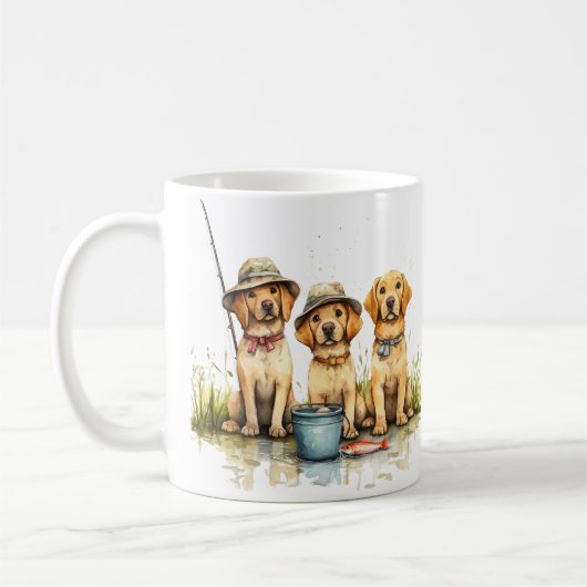 ラブラドール・レトリーバー 犬の釣り コーヒーマグカップ (左)