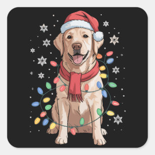 ラブラドール・レトリーバー 犬 サンタクロース 帽子 クリスマス クリスマス スクエアシール
