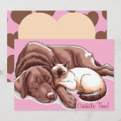 ラブラドール・レトリーバー 犬 猫 ハグ ホリデー カード (正面/裏面)