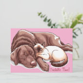 ラブラドール・レトリーバー 犬 猫 ハグ ホリデー カード (スタンド正面)