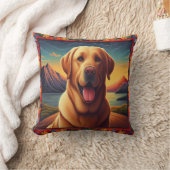 ラブラドール・レトリーバー 犬 風景 花 モチーフの装飾 クッション (ブランケット)