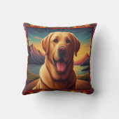 ラブラドール・レトリーバー 犬 風景 花 モチーフの装飾 クッション (裏面)